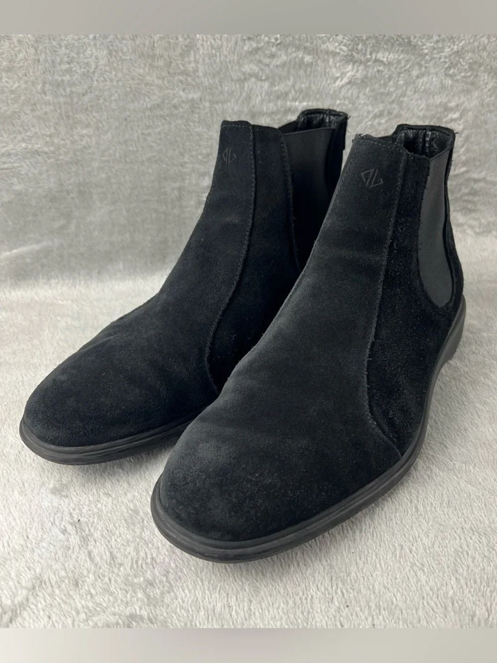 Amberjack Chelsea Boots Men's 10 M Black Suede Leather Ankle Stretch Comfort